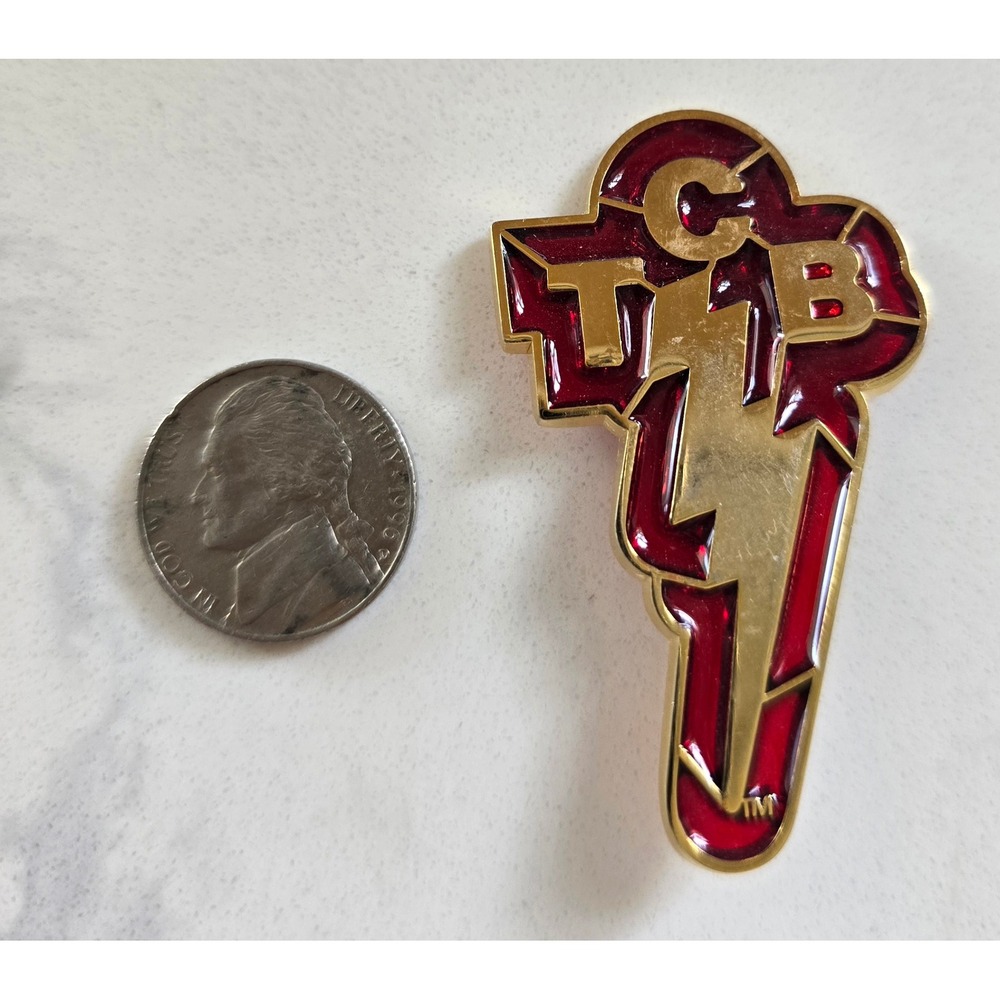 Elvis Presley TCB Taking Care of Business Lightning Bolt Red Gold Tone Magnet